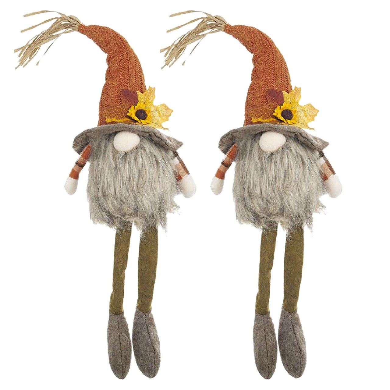 Edge Collections - Multicolor - Bruce Fabric Sitting Gnome With Maple Leaf - 2 Piece